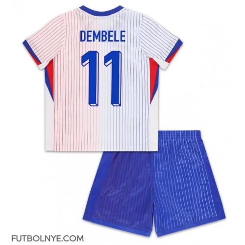 Camiseta Francia Ousmane Dembele #11 Visitante Equipación para niños Eurocopa 2024 manga corta (+ pantalones cortos)